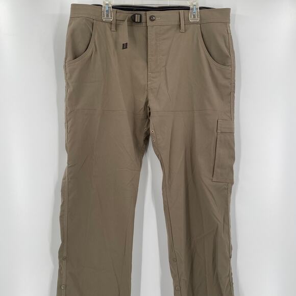 Prana Mens 38x30 Light Brown Vented Cargo Snap Button Convertible Hiking Pants - Picture 5 of 7